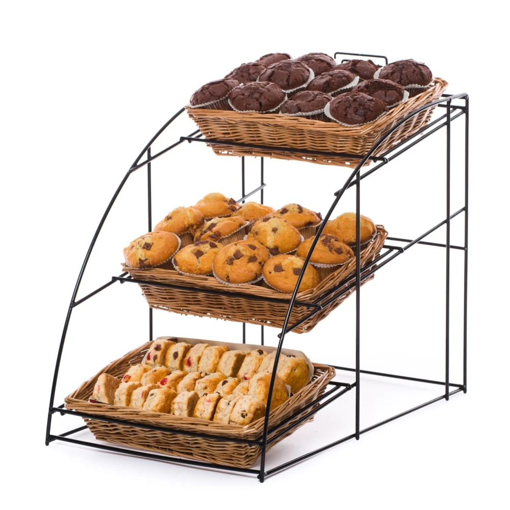 3 Tier Countertop Wicker Basket Display
