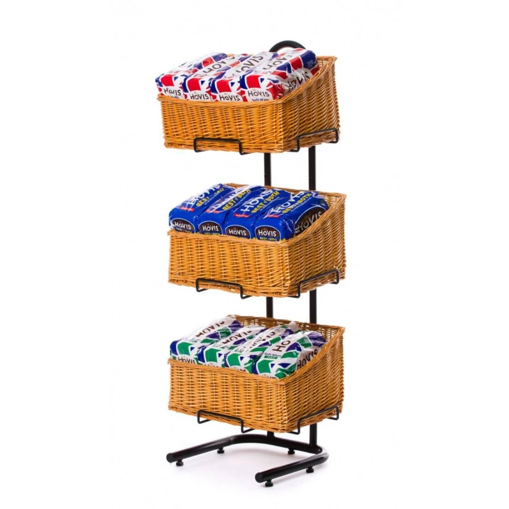 3 Tier Wicker Basket Display Stand