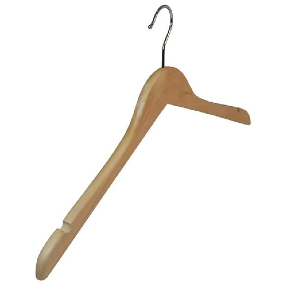 Angled Wooden Coat Hanger With Notches 44cm (Box of 100) 52035