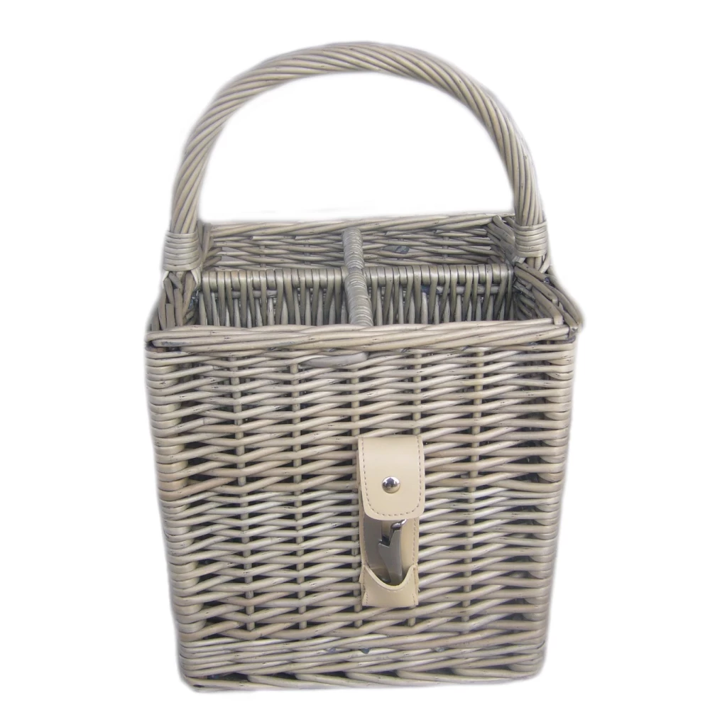 Antique Wash Finish 4 Bottle Basket - 95352