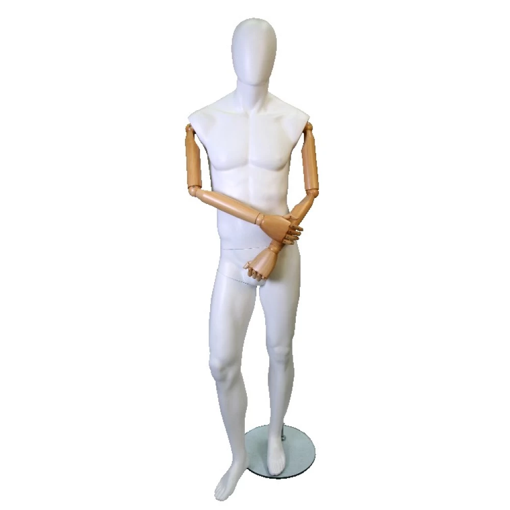 Articulated Male Mannequin with Wooden Arms - 75615