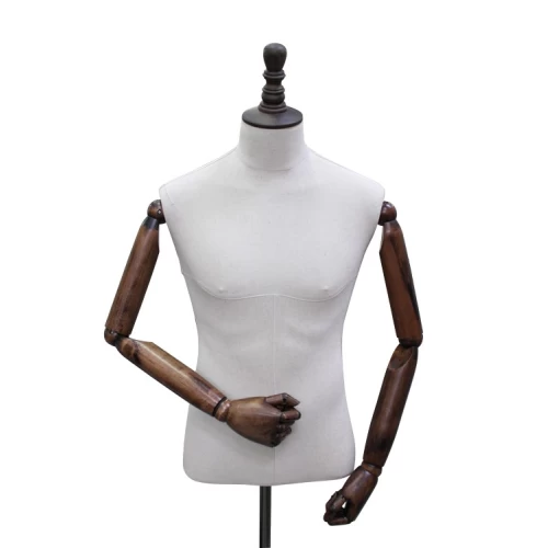 Articulated Vintage Male Mannequin Bust With Stand - 75618