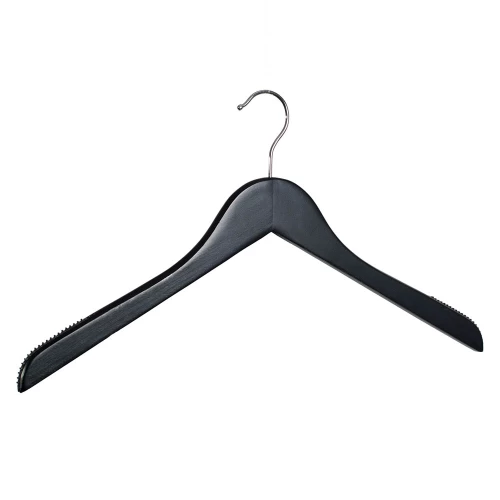 Black Matt Wooden Tops Hangers With Rubber Insert 44cm (Box of 100) 51046
