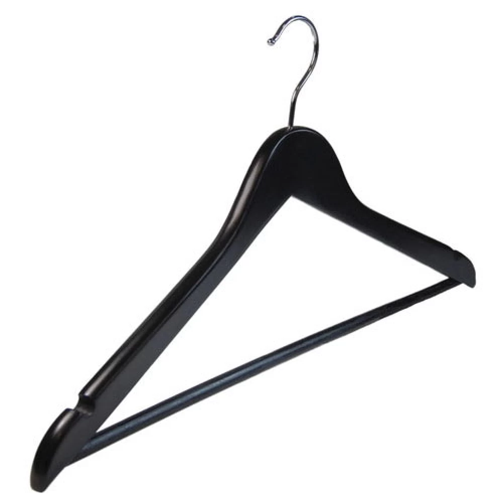 Black Matt Wooden Wishbone Hangers With Centre Bar (Box of 100) 50020