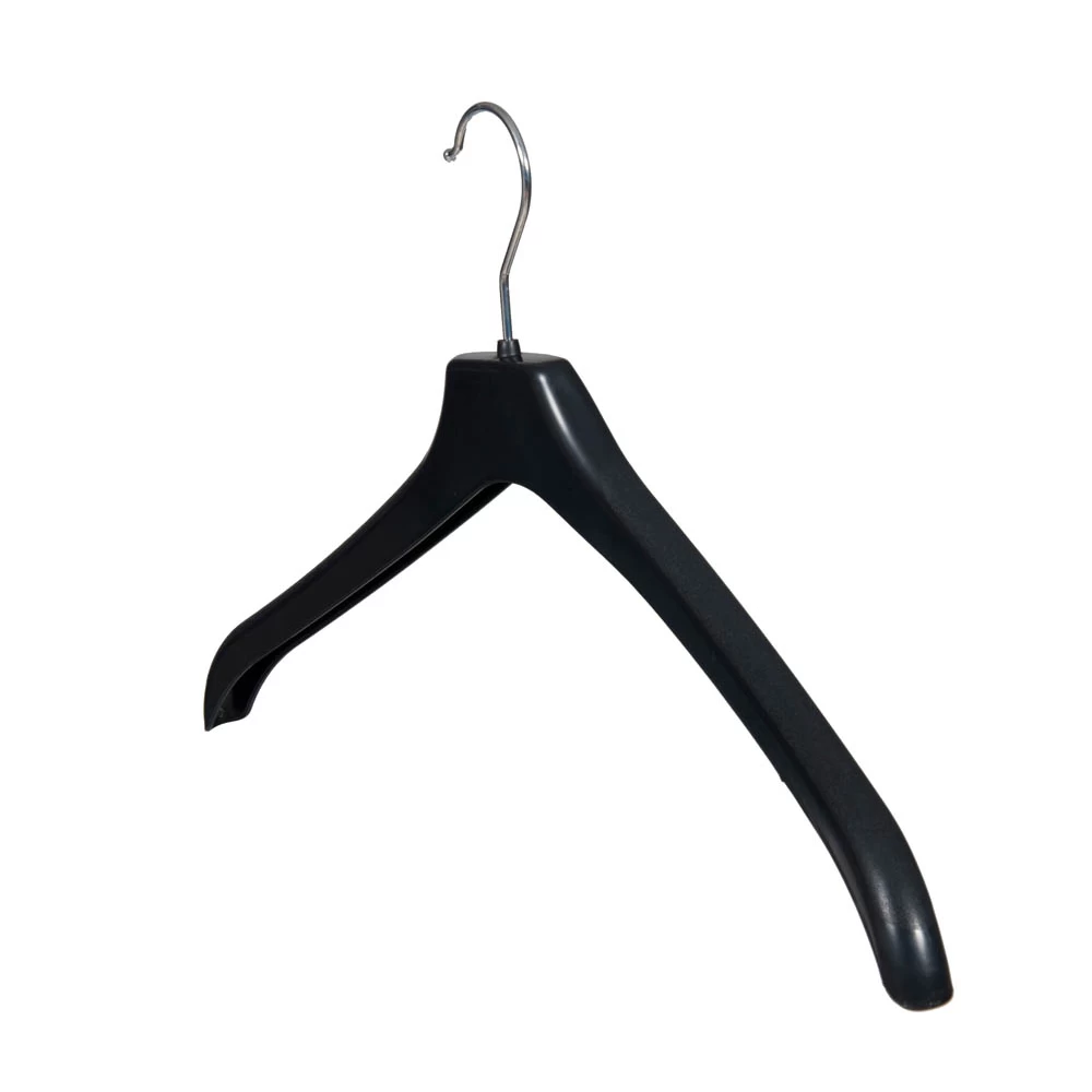 Black Plastic Jacket Hangers No Centre Bar 44cm 51020