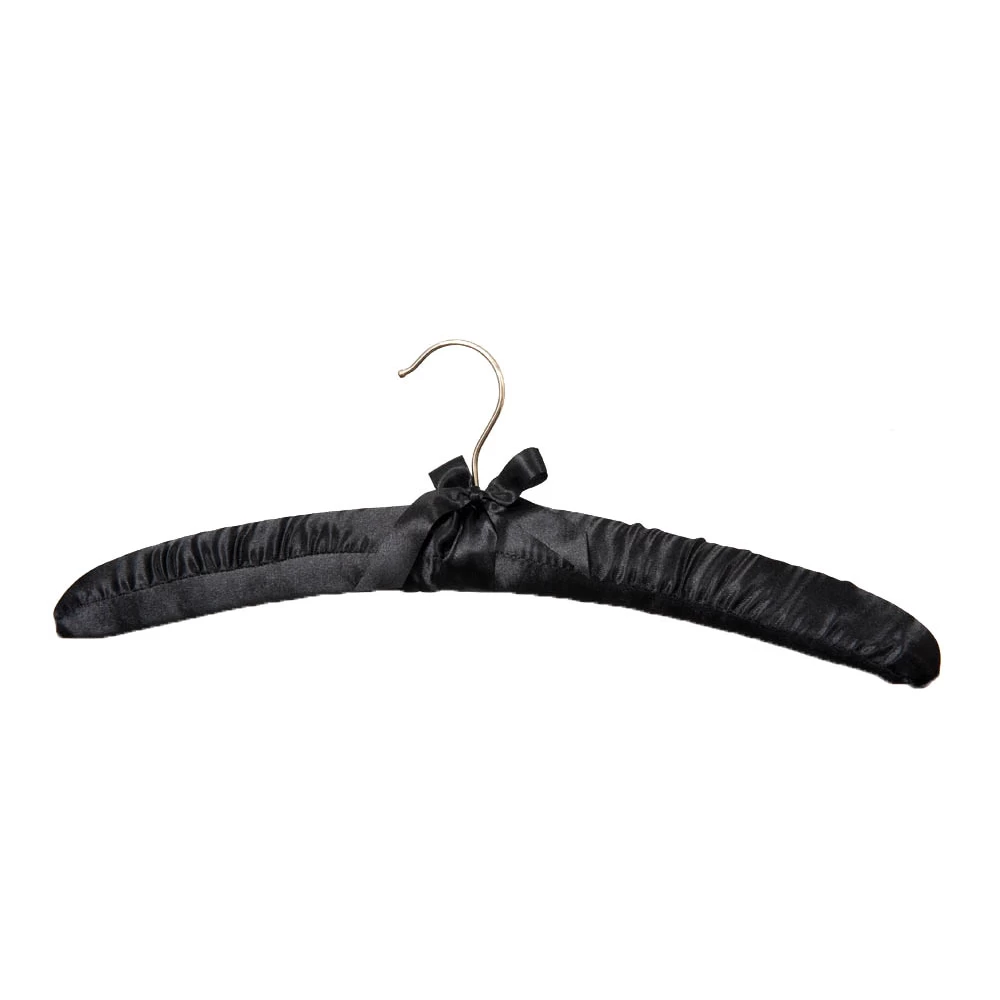 Black Shaped Satin Covered Padded Hangers (Box of 100) 56002
