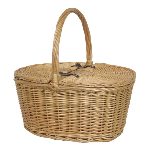 Buff Oval Willow Hand Crafted Storage Picnic Basket 95215
