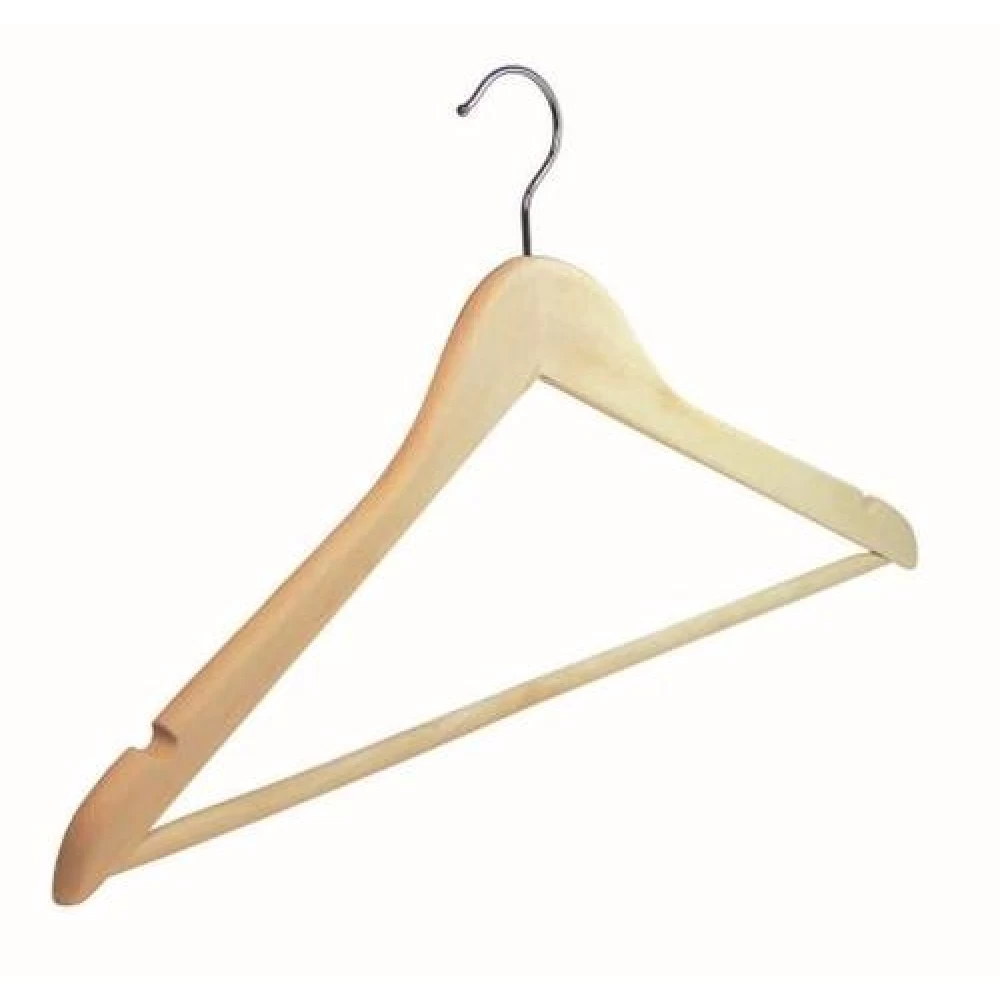 Economy Wooden Wishbone Hangers With Centre Bar 44cm (Box of 100) 51064
