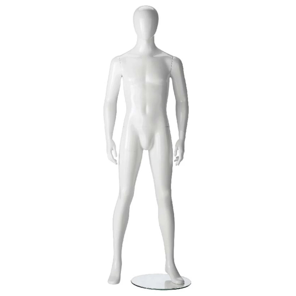 Facing Forwards - Straight Stance,(White/Black Gloss), Male Mannequin 70106