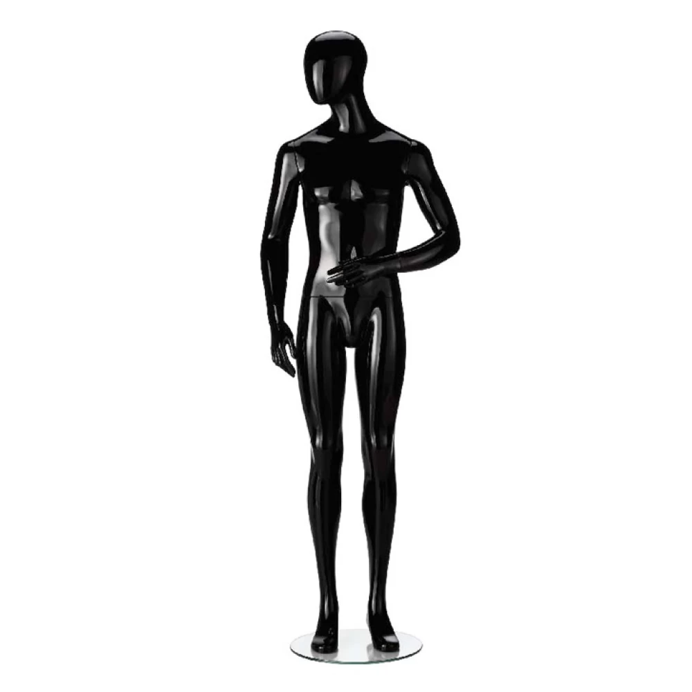 Facing Sidewards, Left Arm Bent (White/Black Gloss), Male Mannequin 70103