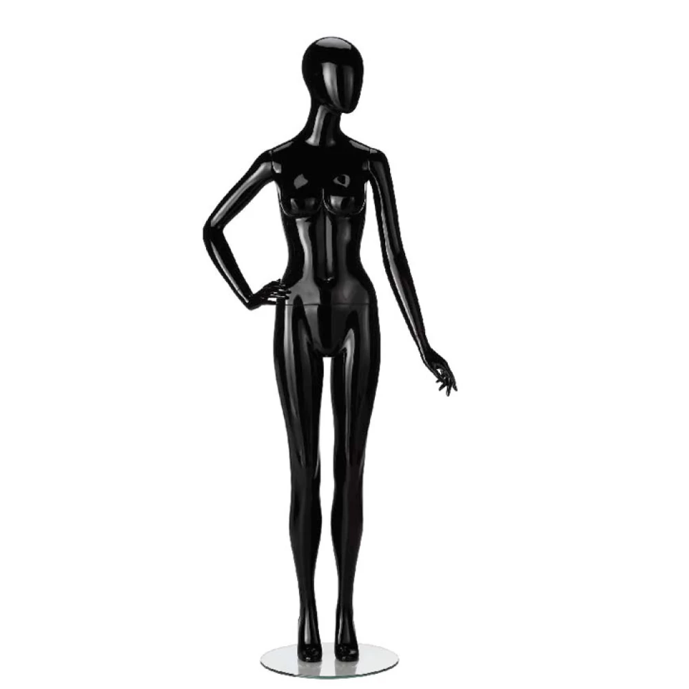 Facing Sidewards Female Mannequin, Right Hand on Hip (White/Black Gloss) 71104