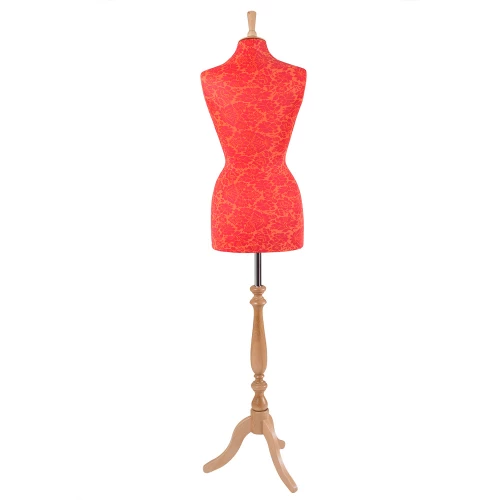 Female Dressmakers Mannequin Red/Orange Flower Jersey 36 Inch Bust 75401