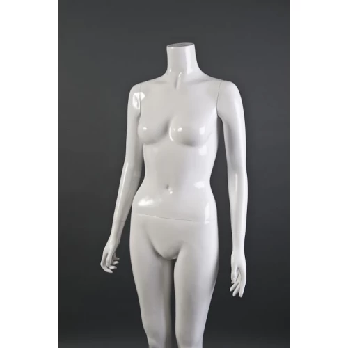 Female Headless White Gloss / White Matt Mannequin - Hands by Side 71301