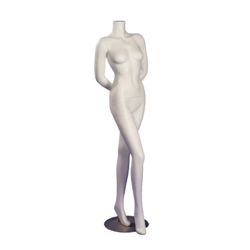 Female Headless White Matt Mannequin - Arms Behind - Right Leg Bent Forward 71304