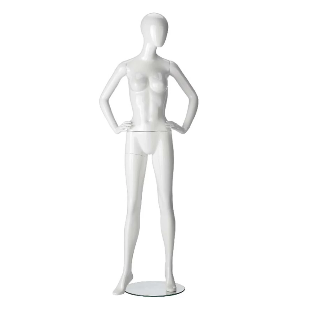Female Mannequin, Right & Left Hands on Hips (White/Black Gloss) 71106