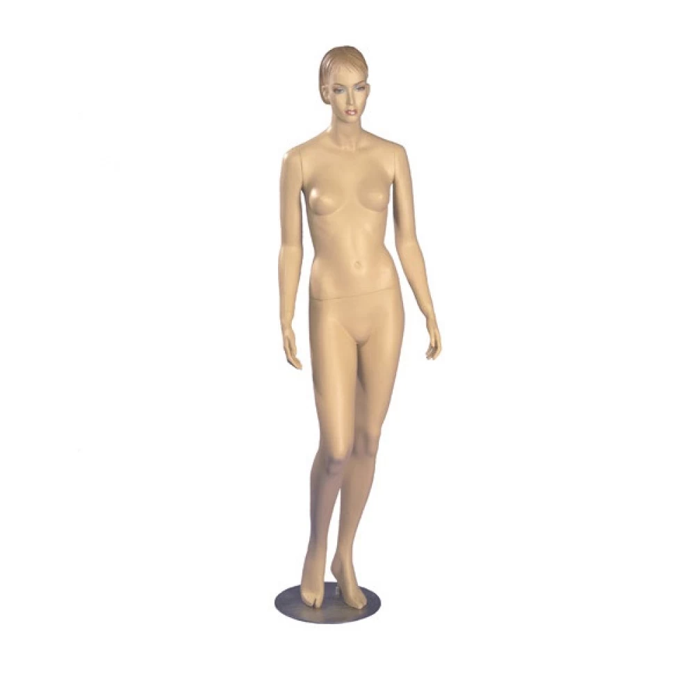 Flesh Tone Female Mannequin - Arms by Side, Right Bent Leg 71416