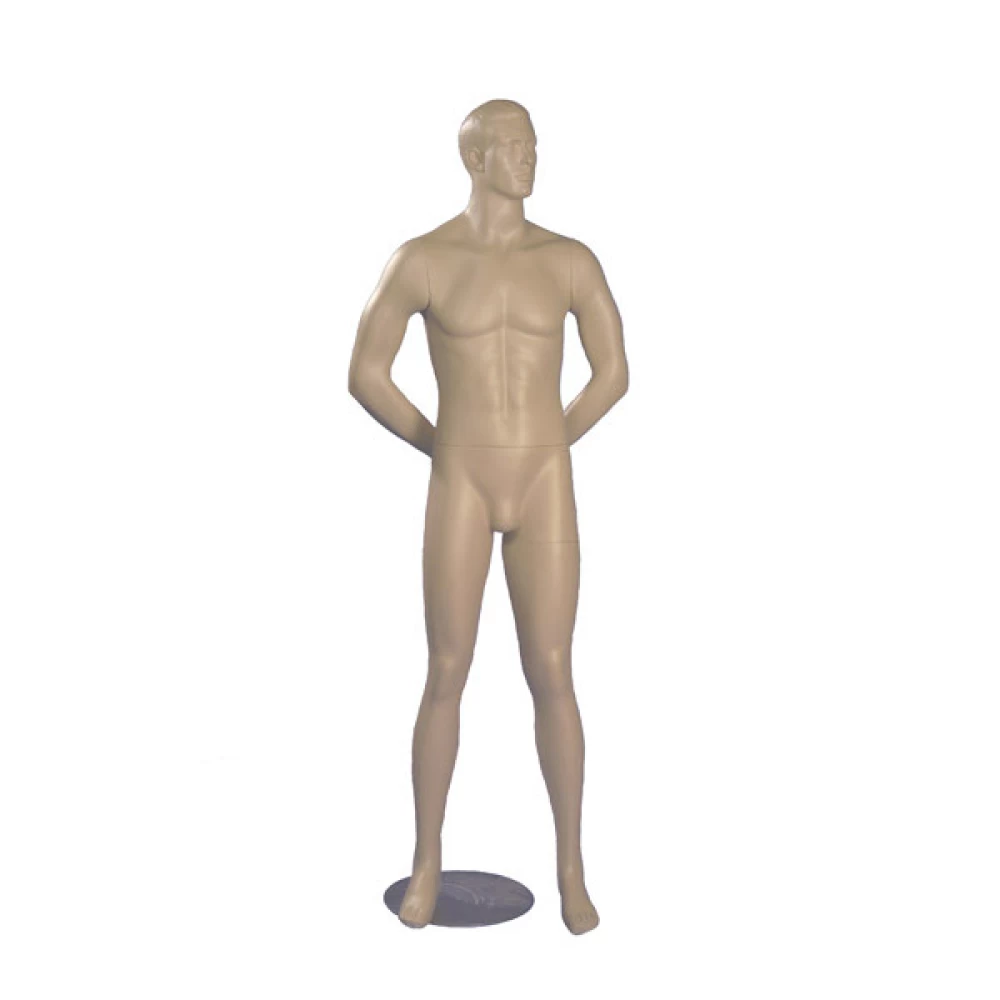 Flesh Tone Male Mannequin - Arms Behind - Straight Stance 70214