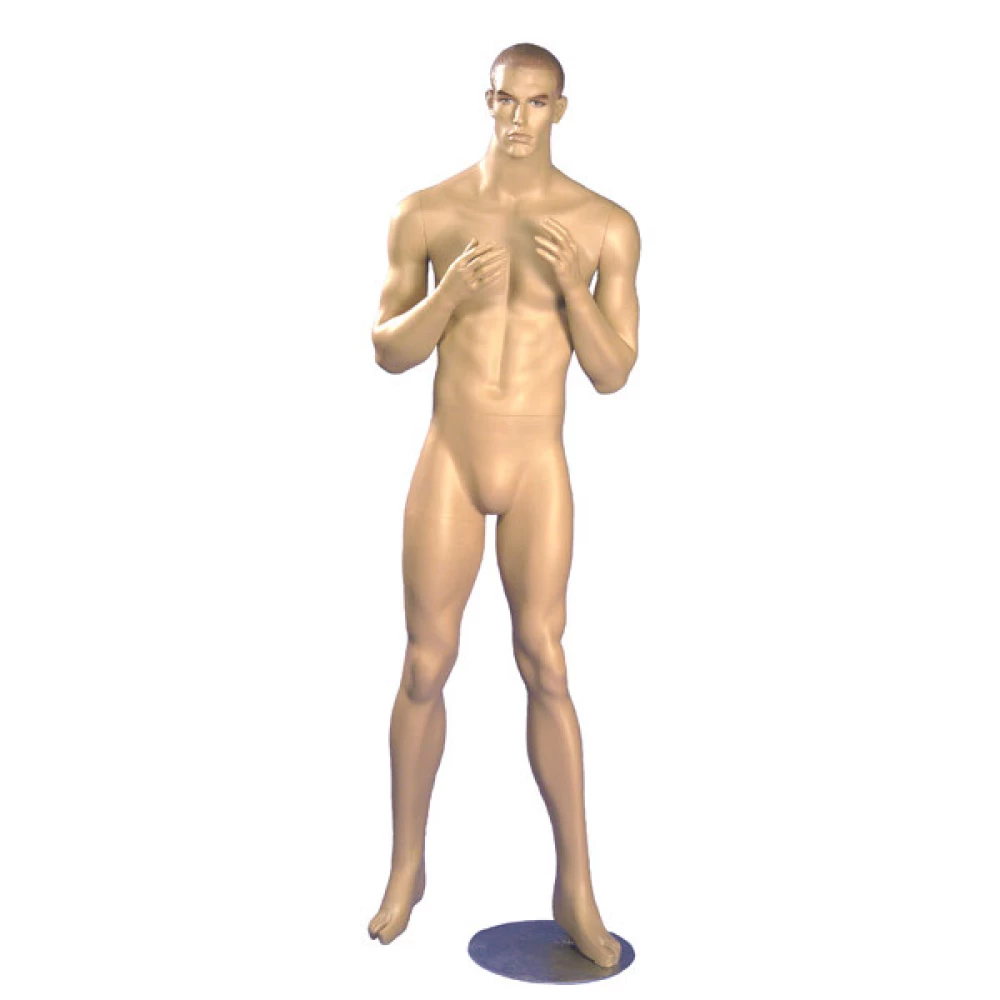 Flesh Tone Male Mannequin - Arms Towards Chest - Straight Stance 70215