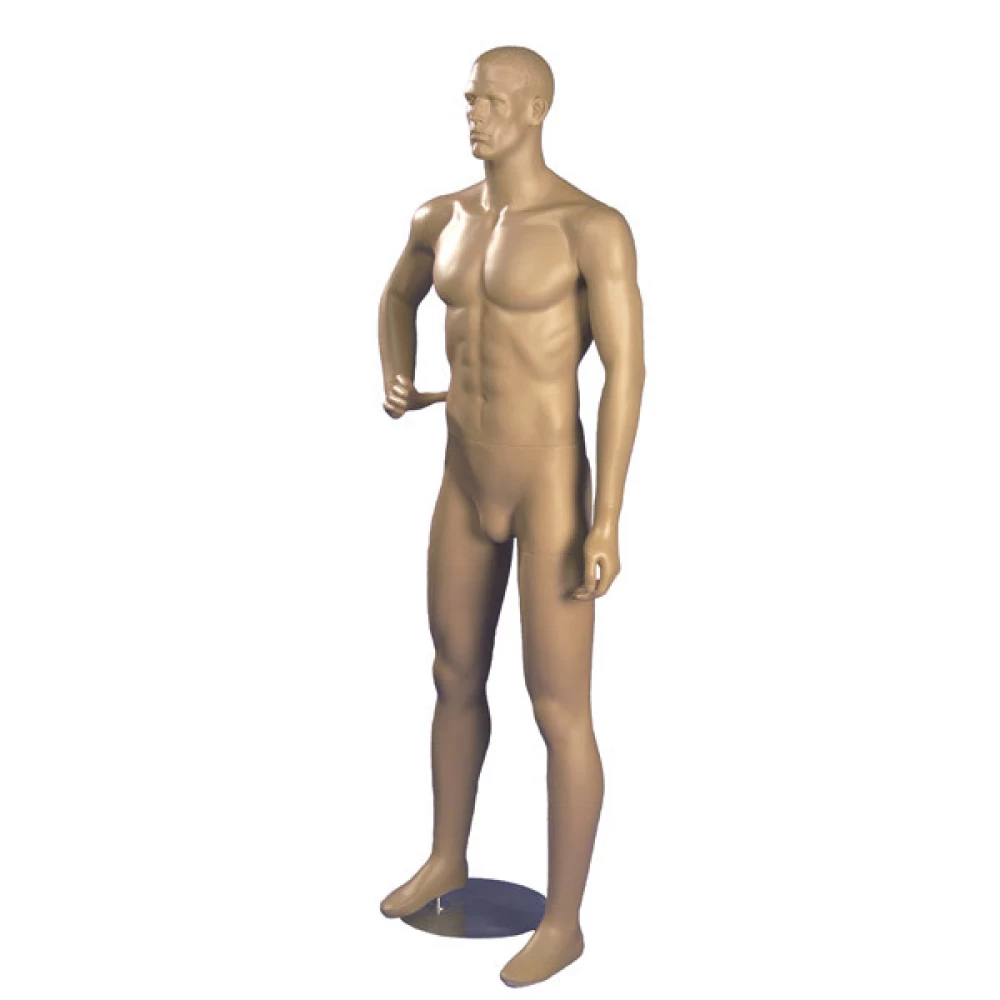 Flesh Tone Male Mannequin - One Hand on Hip (Right) - Facing Forwards 70211