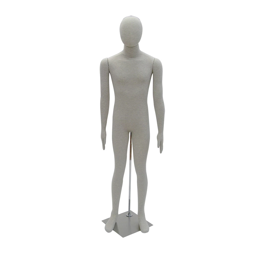 Flexible Male Mannequin Abstract Head Marl Grey Or Cream 73105