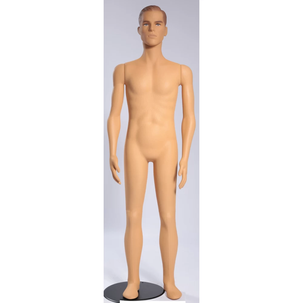 Flexible Male Mannequin With Head Features & Make Up Plastic Coated Finish