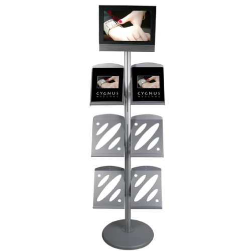 Free Standing Audio Visual & Literature Post with 6 x A4 Dispensers - 2000mm (H) 84204