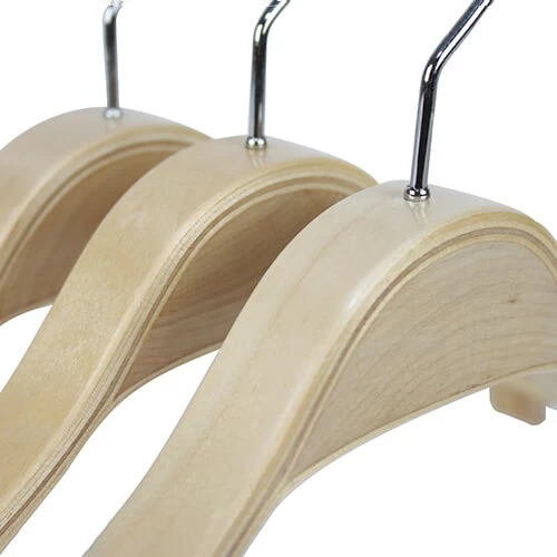 Laminated Wooden Jacket Hangers With Rubber Insert 42cm (Box of 60) - 51067