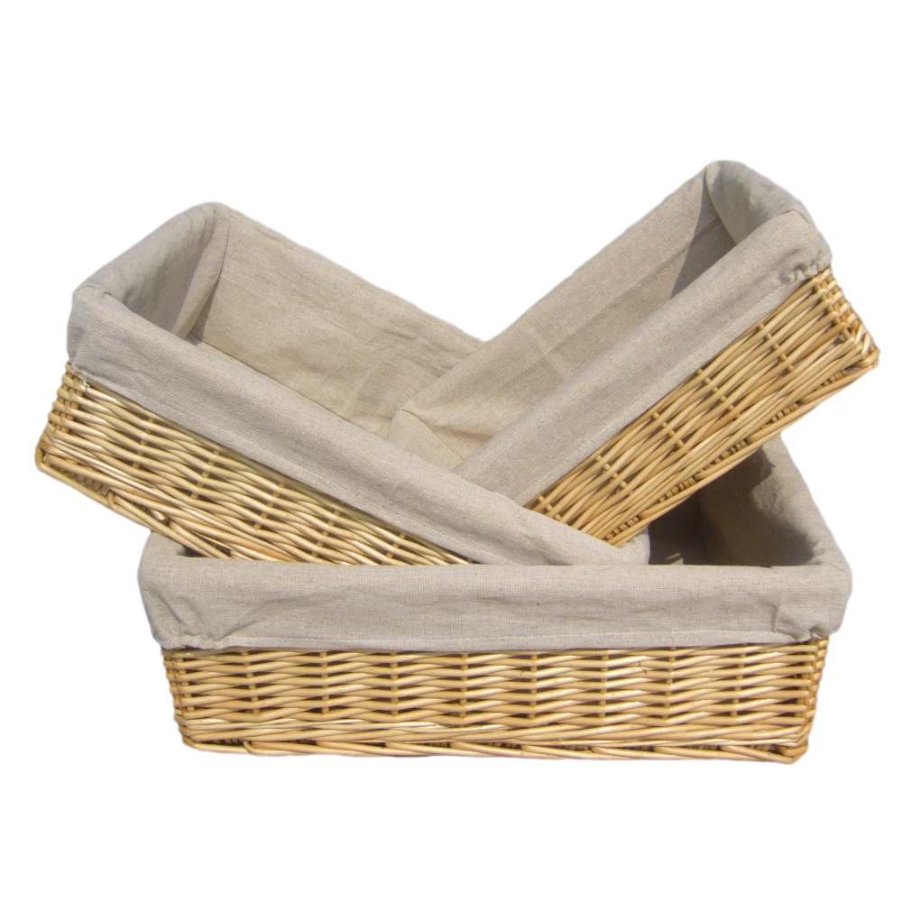 Lined Rectangular Packaging Trays Buff Willow Set Of 3 95309