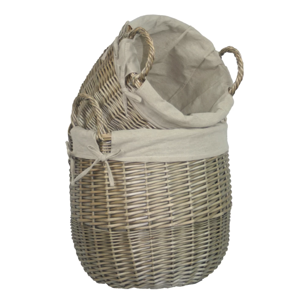 Linen Lined Wash Baskets Set Of Two - 95322