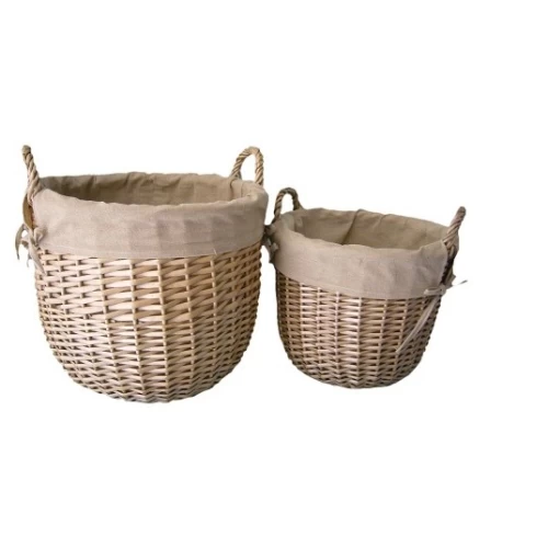 Linen Lined Wash Baskets Set Of Two 95322