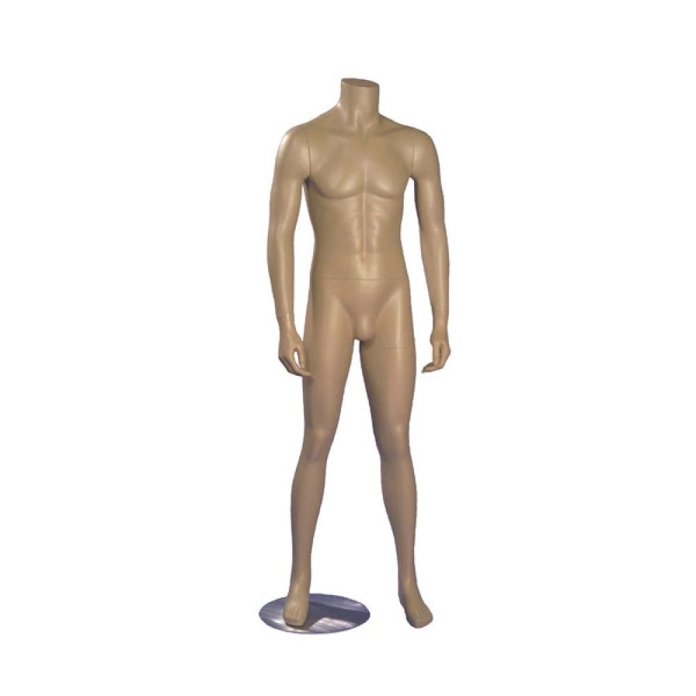 Male Headless Flesh Tone Mannequin - Hands at Side - Straight Pose 70306