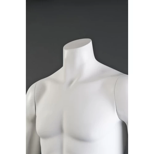 Male Headless White Matt Mannequin - Hands at Side - Straight Pose 70301