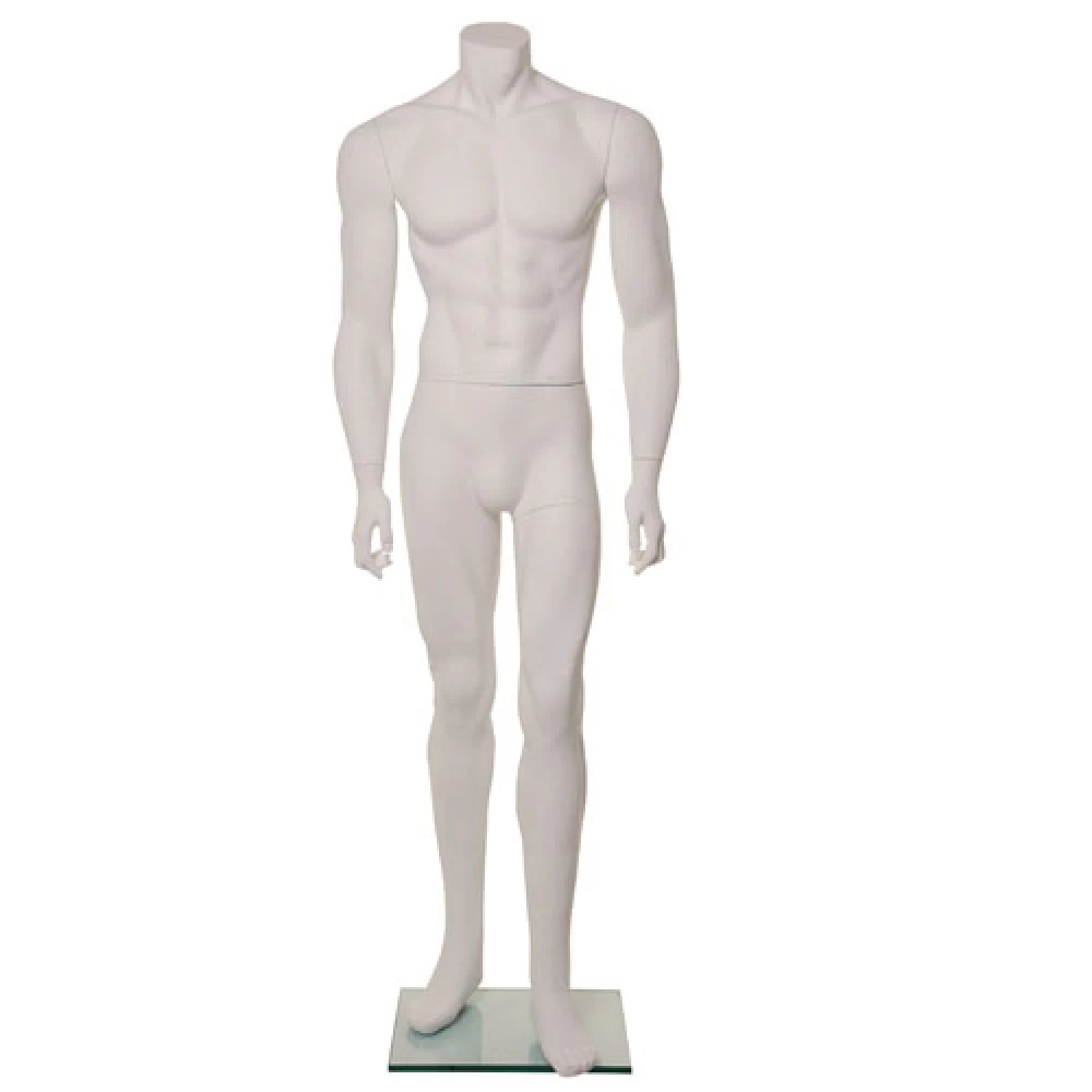Male Headless White Matt Mannequin - Left Leg Forward - Straight Pose 70307