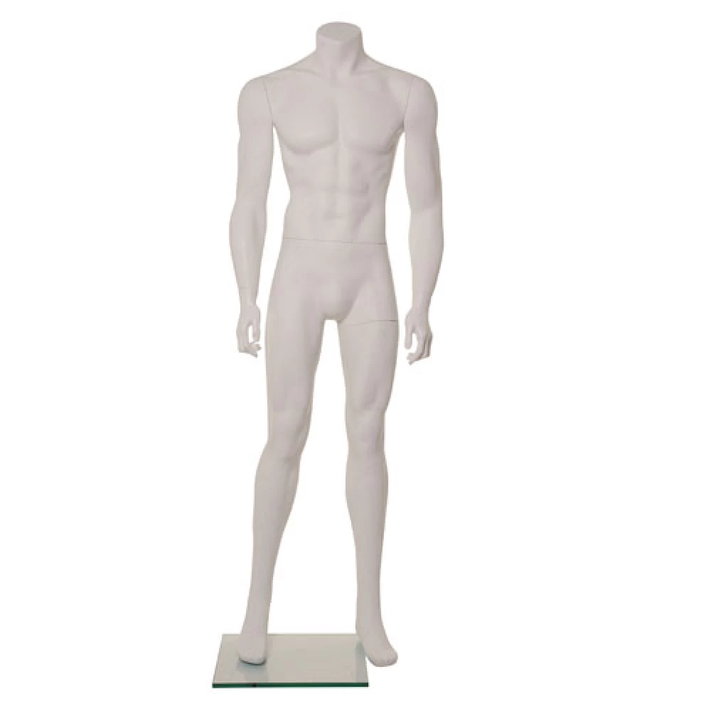 Male Headless White Matt Mannequin - Legs Apart - Straight Pose 70308