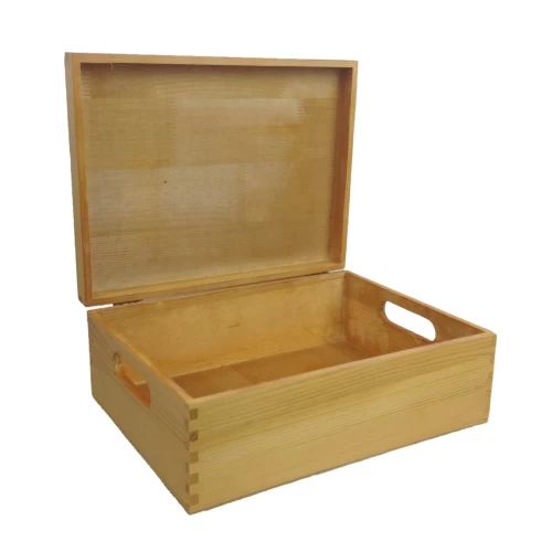 Pine Wooden Display Box 12 Inch With Metal Hinges