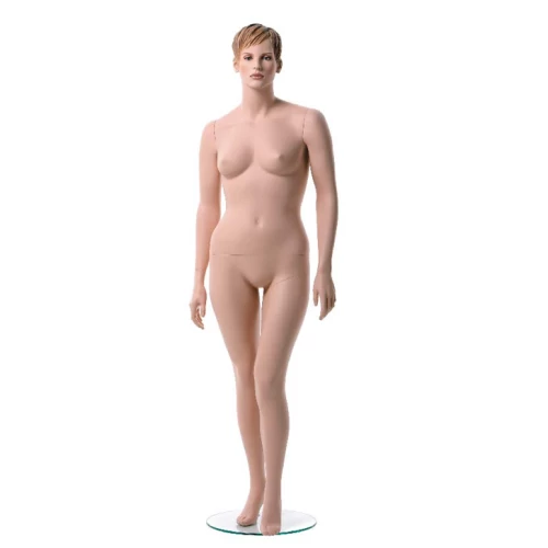 Plus Size Female Mannequin, Sculpted Hair (White Matt/Natural) 78201