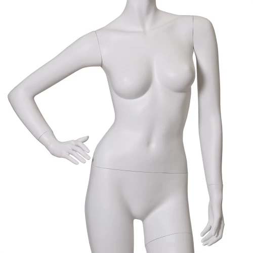 Right Hand on Hip White Matt Female Mannequin, Left Bent Leg 71410