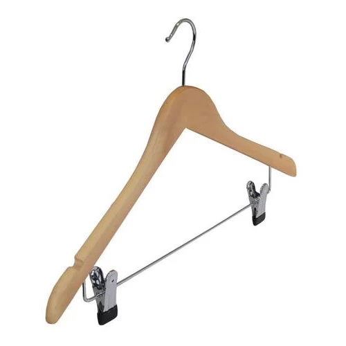 Shaped Wooden Suit Hangers With Clips 44cm (Box of 100) 51063