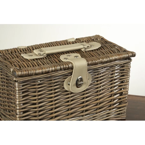 Small Chest Willow Hand Crafted Storage Hamper With Cream Leather