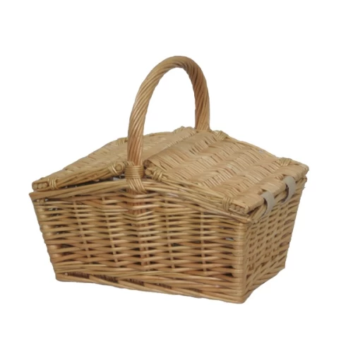 Small Double Lidded Willow Hand Crafted Storage Hamper  95214