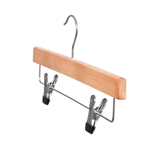 Straight Wooden Trouser Hangers with Clips 36cm (Box of 100) 50008