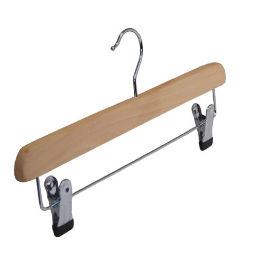 Straight Wooden Trouser Hangers with Clips 39cm (Box of 100) 51058