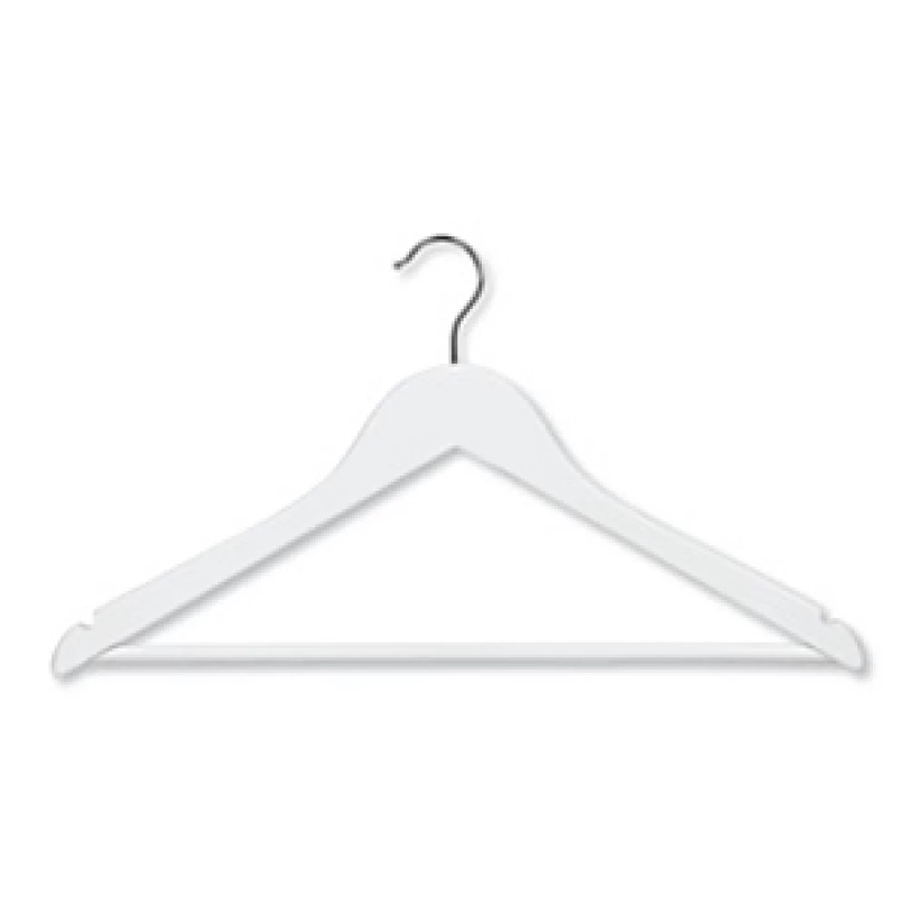 White Flat Hanger With Bar 43cm (Box of 50) 52014