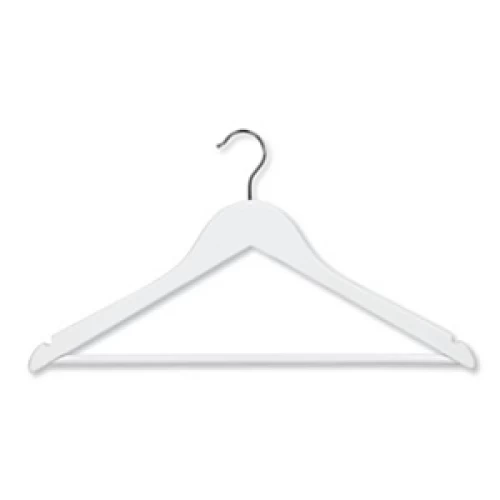 White Flat Hanger With Bar 43cm (Box of 50) 52014