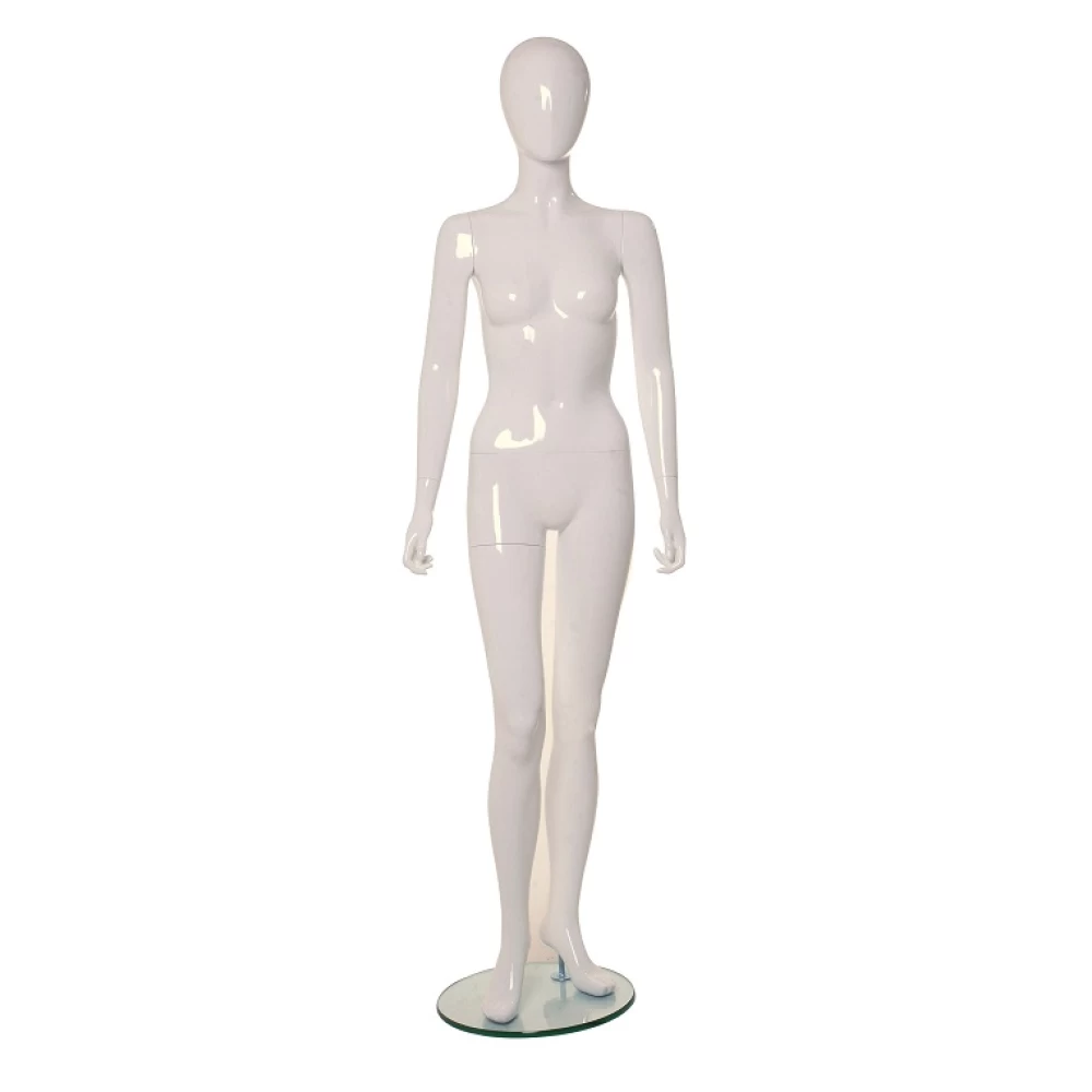 White Gloss Female Mannequin - Hands at Side, Straight Stance  71107