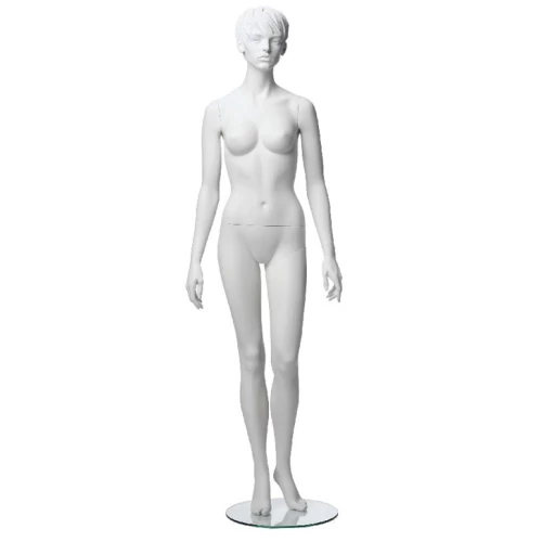 White Matt Female Mannequin - Hands at Side, Head Facing Forwards 71401