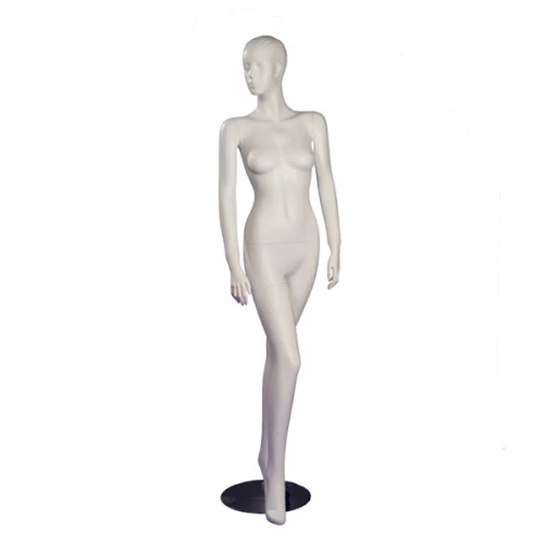 White Matt Female Mannequin - Hands at Side, Head Off Centre 71412