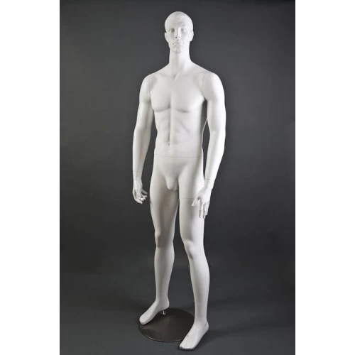 White Matt Male Mannequin - Hands at Side, Head off Centre 70201