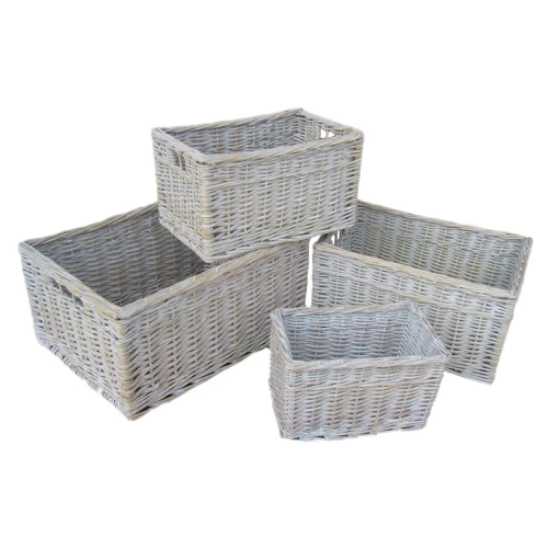 White Wash Storage Baskets Set Of Four 95328