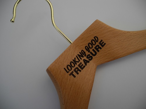 Business Logo Laser Engraved Wooden Hangers - Customized Wood Hangers -  Bulk Boutique Hangers - Laser Engraved Logo